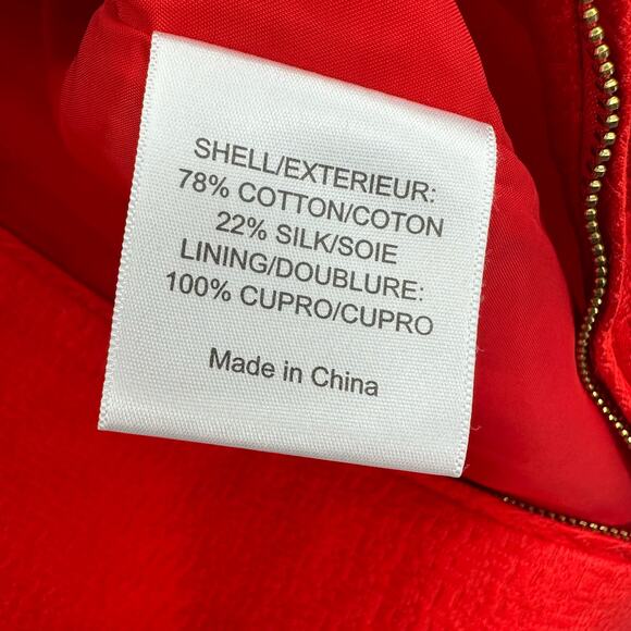 Tory Burch Sz 12 Dress Red Silk Front Zip Sheath Sleeveless Formal Fancy Pockets - Picture 7 of 7